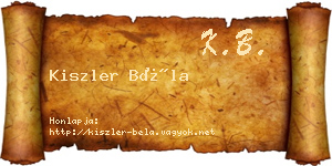Kiszler Béla névjegykártya
